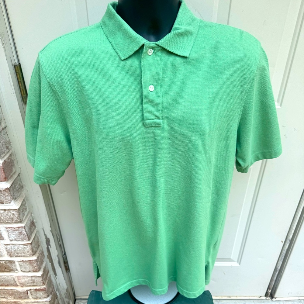 Lands’ End, Short Sleeve, Polo Shirt, Green, Size M